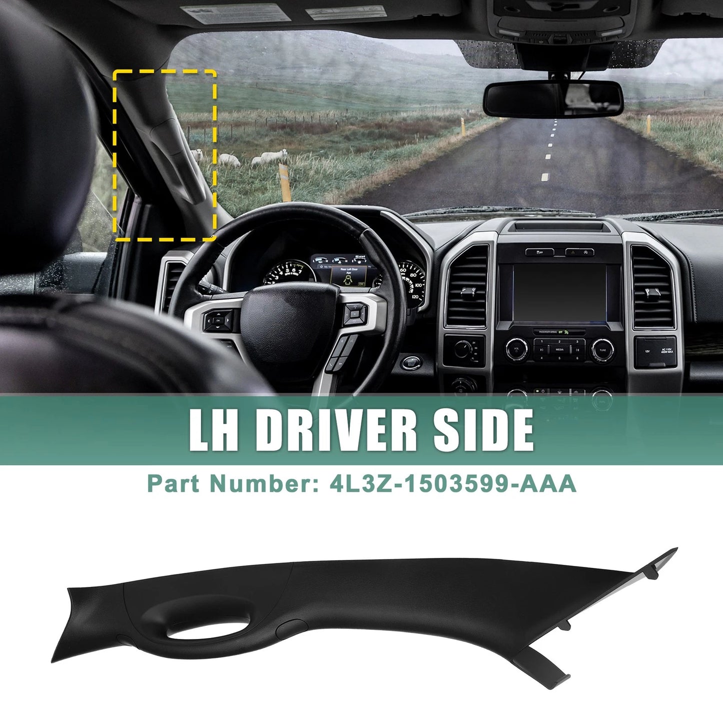 Left Driver Side Interior Trim Handle for Ford F150 (2006-2008) Black