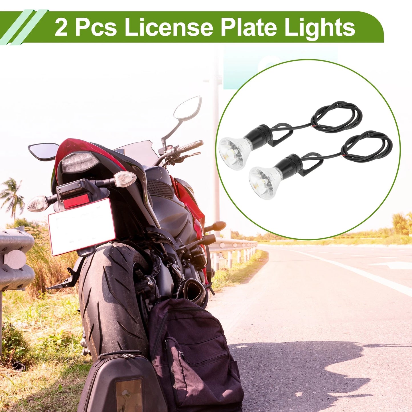 2 x Pcs License Plate Light Led Tag Lamp for Car Motorcycle Waterproof White