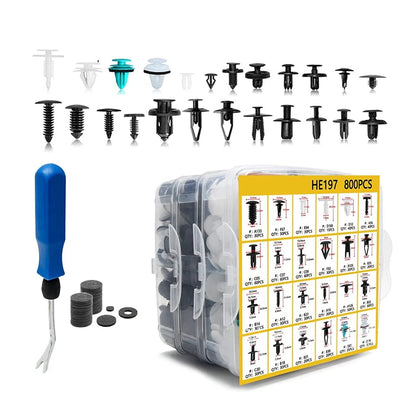 821 Pcs Auto Bumper Fastener Clips Set for Various Makes & Models