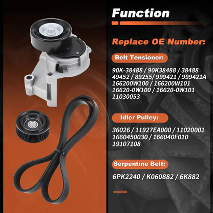 Serpentine Belt Drive Tensioner with Idler Pulley for Toyota Tundra