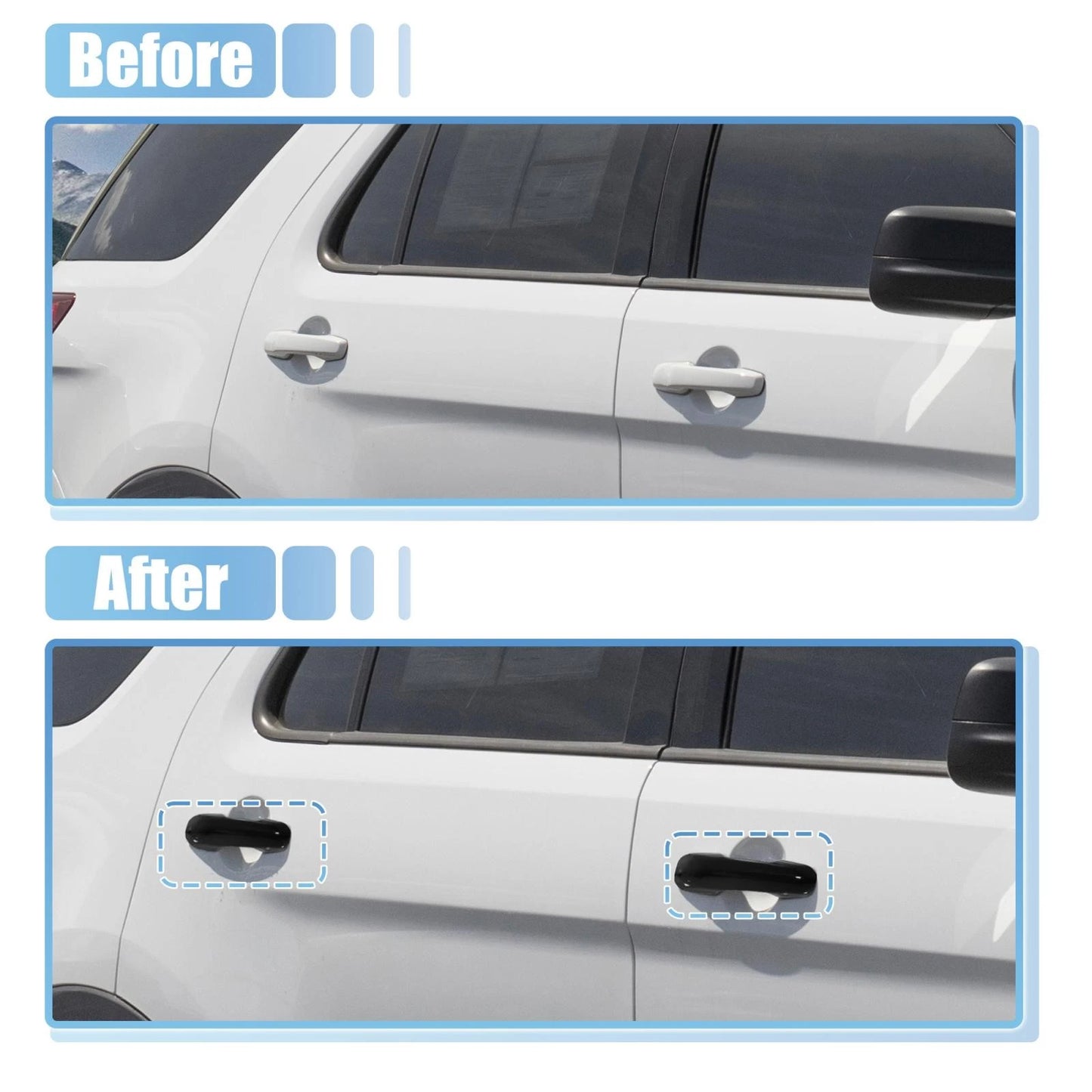 4 x Side Door Handle Cover Trim for Ford Explorer (2020-2022) Black