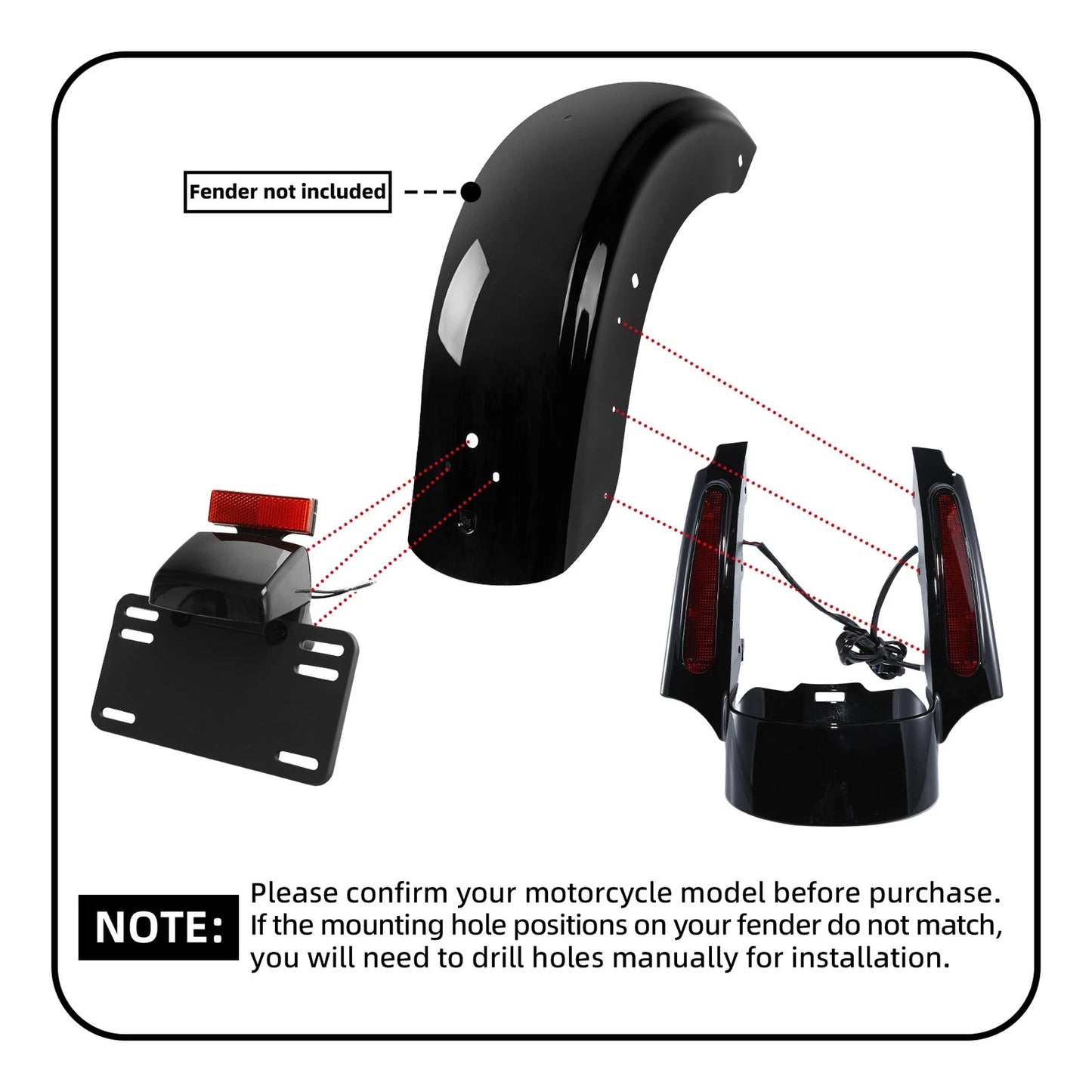 LED Rear Fender Light for Harley Touring Electra Road Glide (2009-2013)