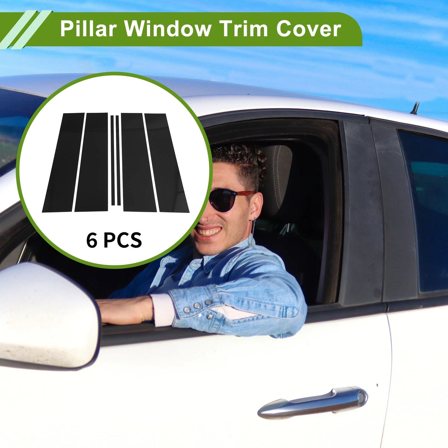 6 Pcs Pillar Window Trim for Chevy Suburban Black (2021-2023)