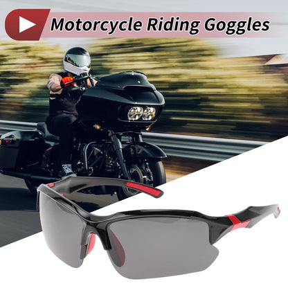 Motorcycle Riding Goggles Deep Gray Lens Black Red Frame Tri-acetel PC