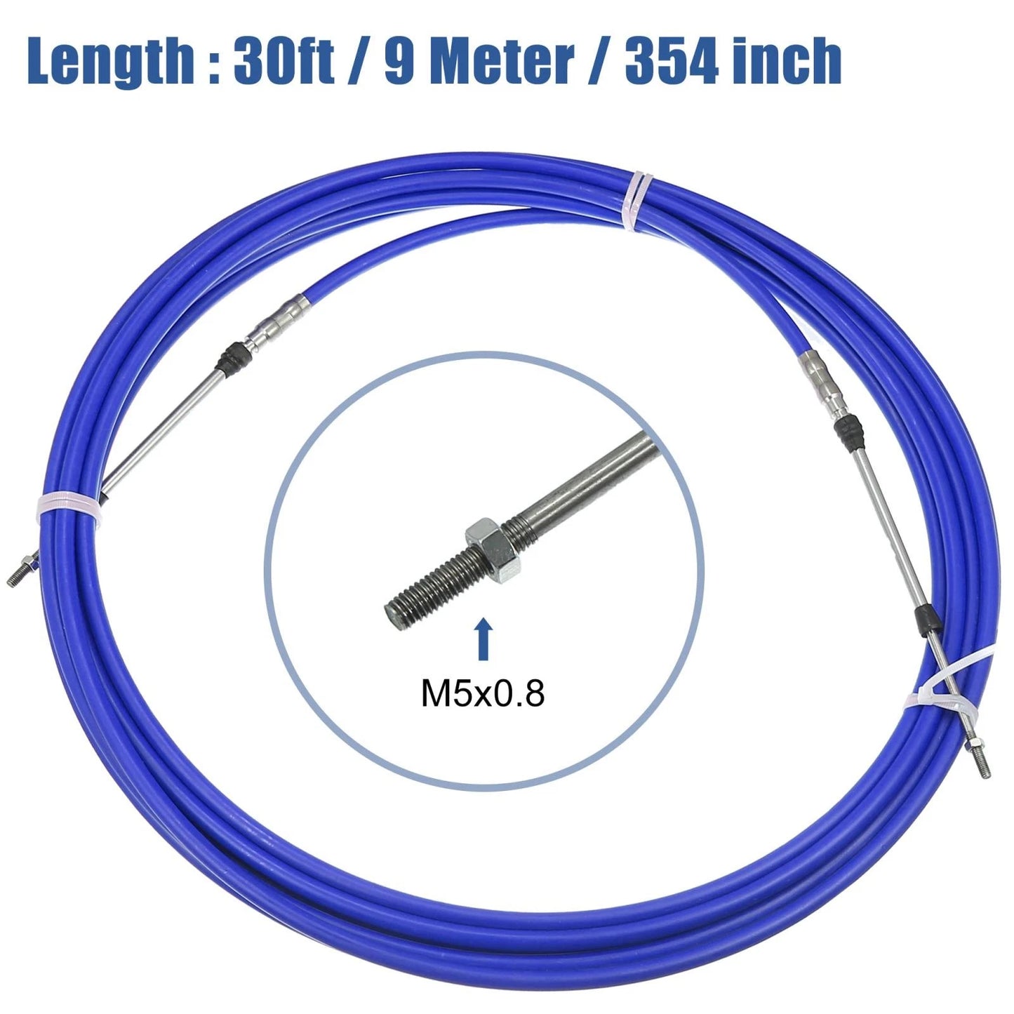 2 x 30ft Marine Type Shift Remote Control Box Cable for Yamaha Blue