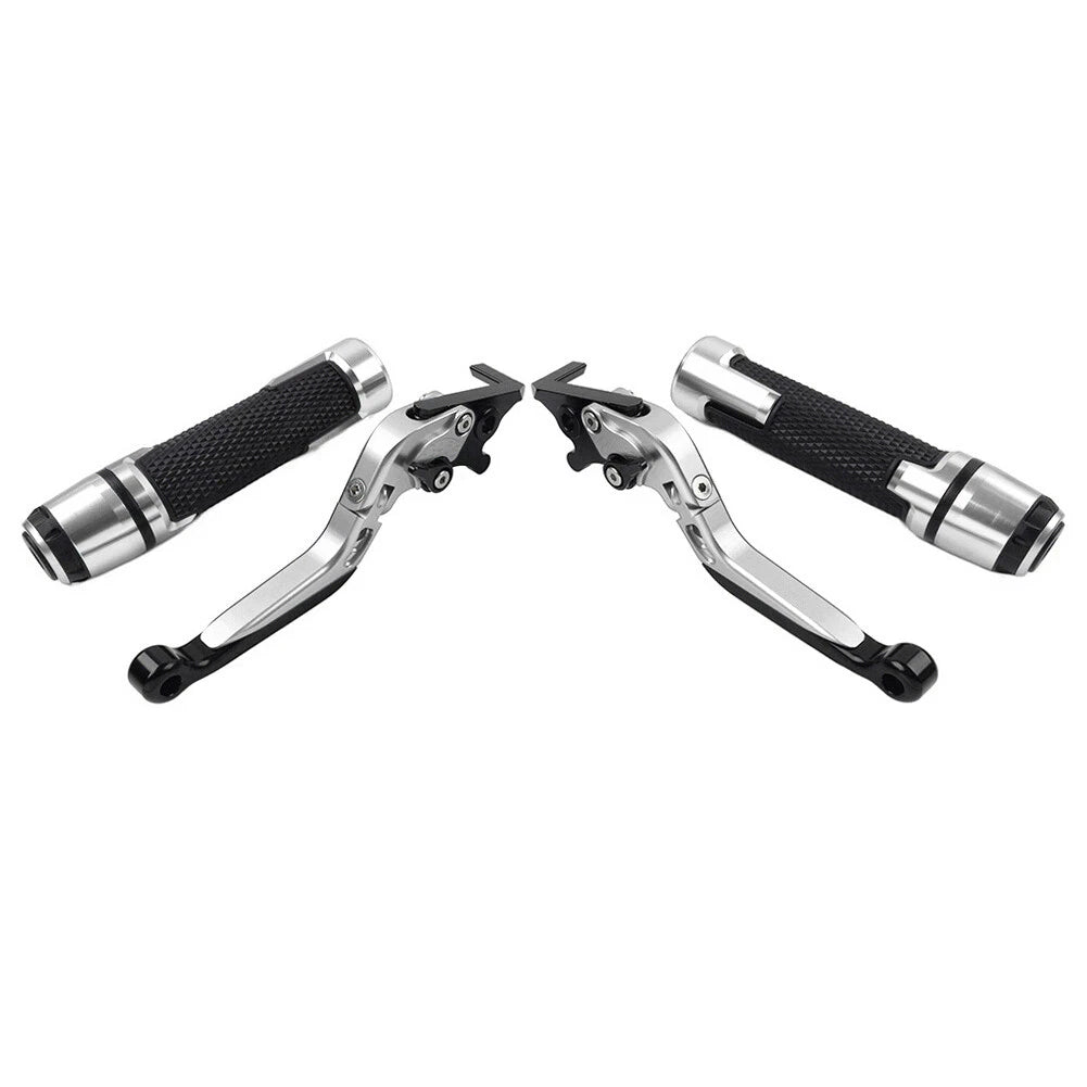 Silver Adjustable Brake Clutch Lever Grip Set for Kawasaki ER6F ER6N (2006-2016)