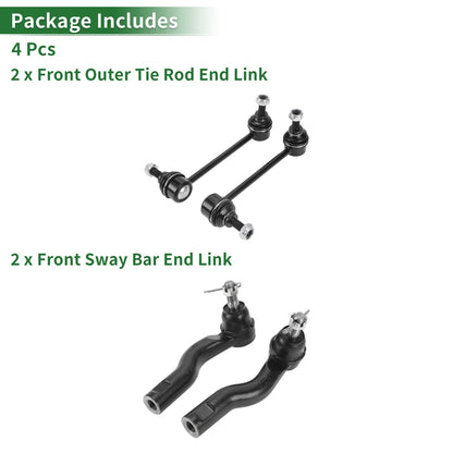 4 x Front Suspension Kit Outer Tie Rod Ends & Sway Bar Links for Lincoln Zephyr