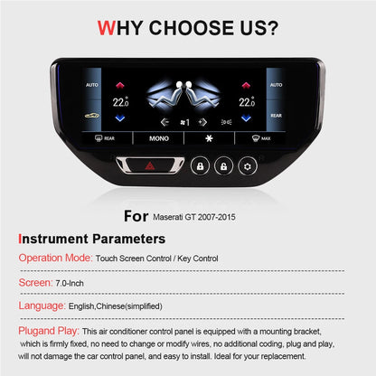 7" Climate Screen AC Control Panel for 2007-2015 Maserati GT
