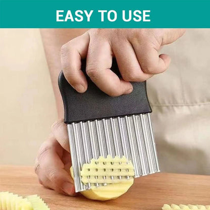 Stainless Steel Crinkle Cutter Wavy Chopper for French Fry Slicer