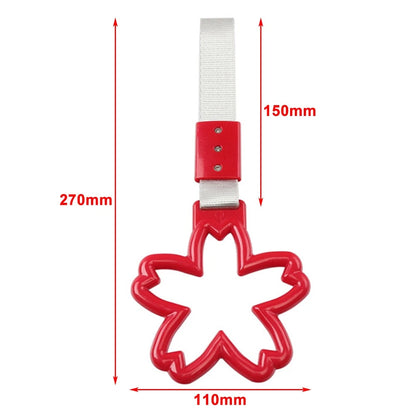 JDM Flower Ring Car Handle Strap Charm for Subway Train Bus - Red