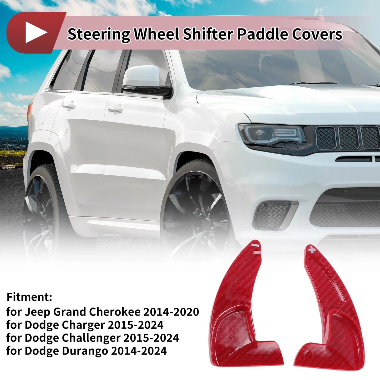 1 x Red Plastic Steering Wheel Paddles for Jeep Grand Cherokee (2014 - 2020)