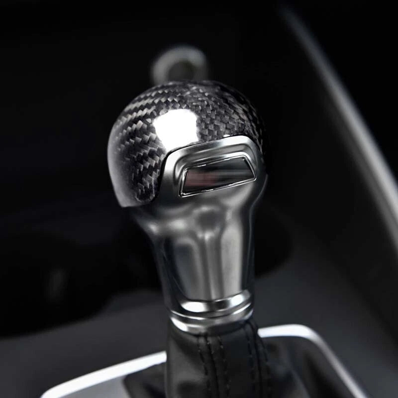 Real Carbon Fiber Gear Shift Knob Head Cover Trim For Audi A3 S3 2012-2018