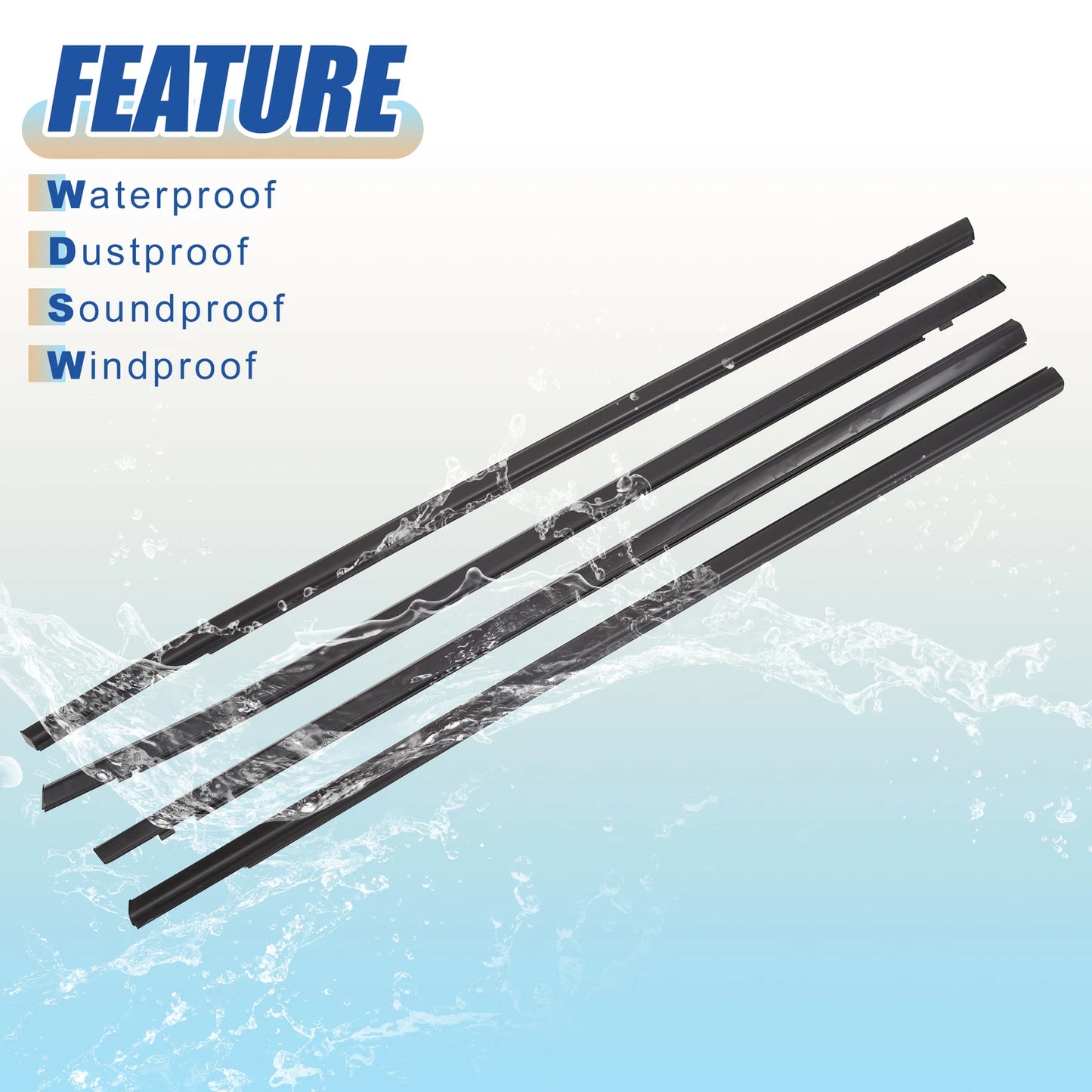 4 x Window Seal Weatherstrip Trim for Honda Civic Sedan (2016-2019)