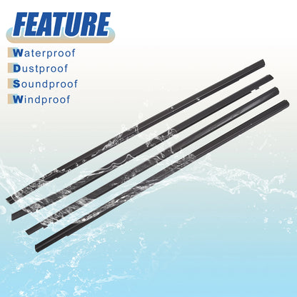 4 x Window Seal Weatherstrip Trim for Honda Civic Sedan (2016-2019)