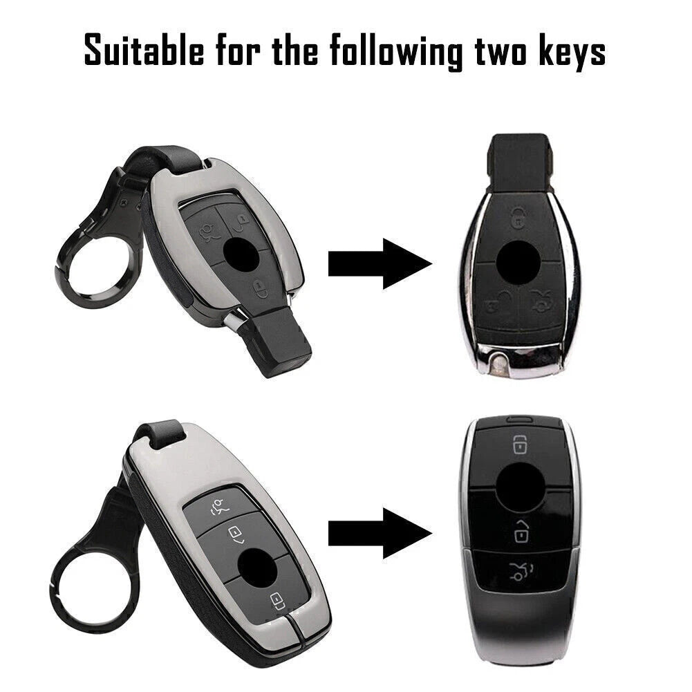 Leather Car Key Case Cover for Mercedes Benz W202 E300 W210 (2017)