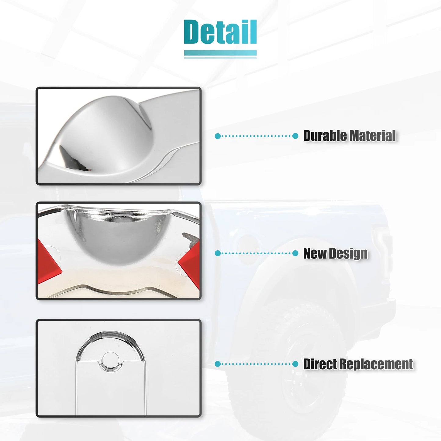Chrome Plated Fuel Tank Filler Cap Cover Decoration Stick-on for GMC Sierra 3500