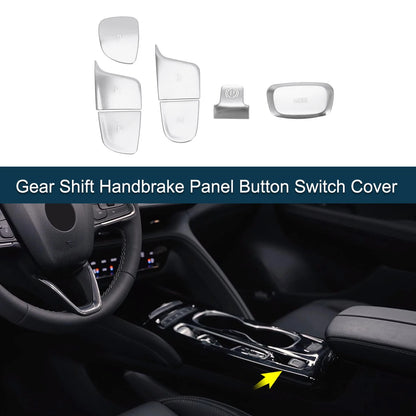 Gear Shift Handbrake Button Switch Cover for Buick Envision Silver Tone 1 Set