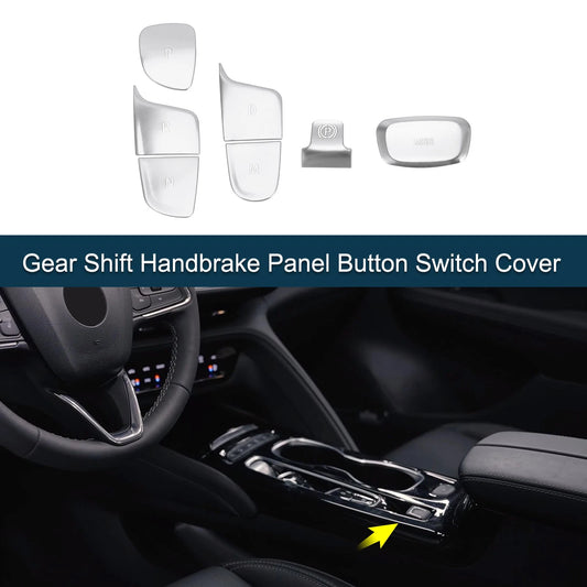 Gear Shift Handbrake Button Switch Cover for Buick Envision Silver Tone 1 Set