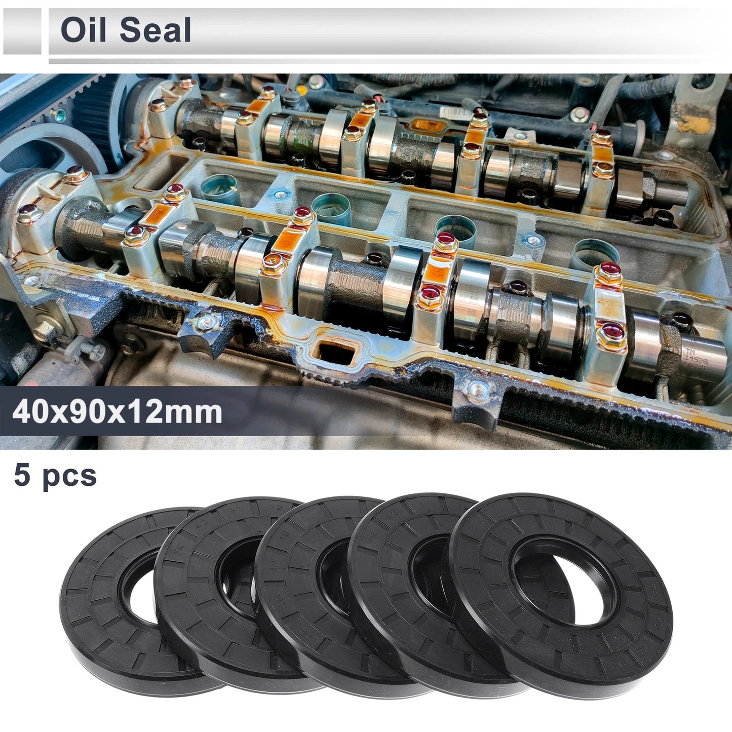 Oil Seal 40x90x12mm Seal Rotary Shaft Nitrile Rubber 5 Pcs for Car