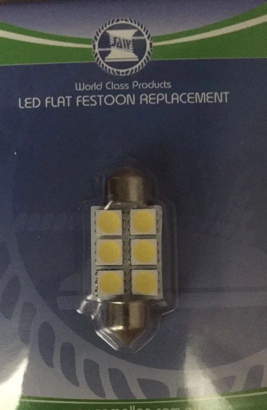 LED Replacement Bulb Flat Festoon 12V 6 LEDs 36mm Cool White