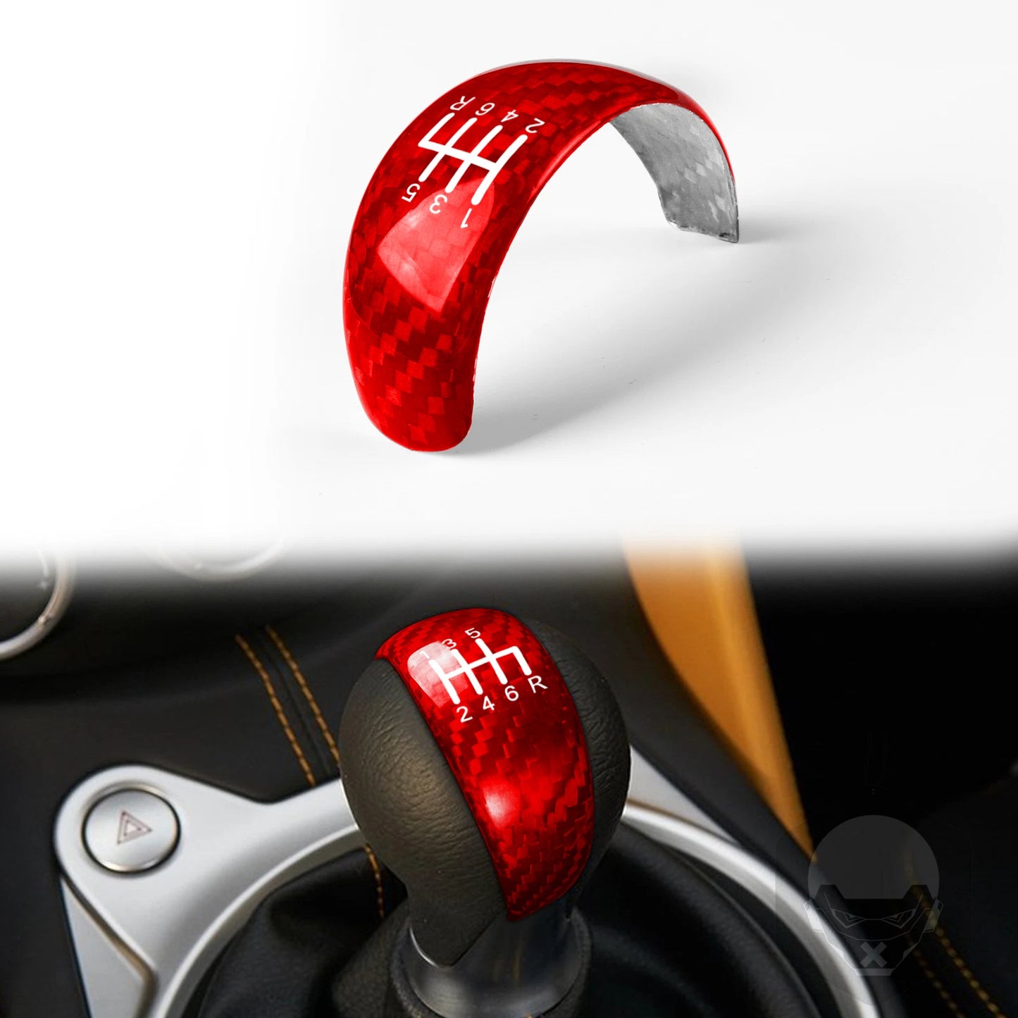 Carbon Fiber Red Gear Shift Knob Cover for Nissan 370Z (2009-2018)