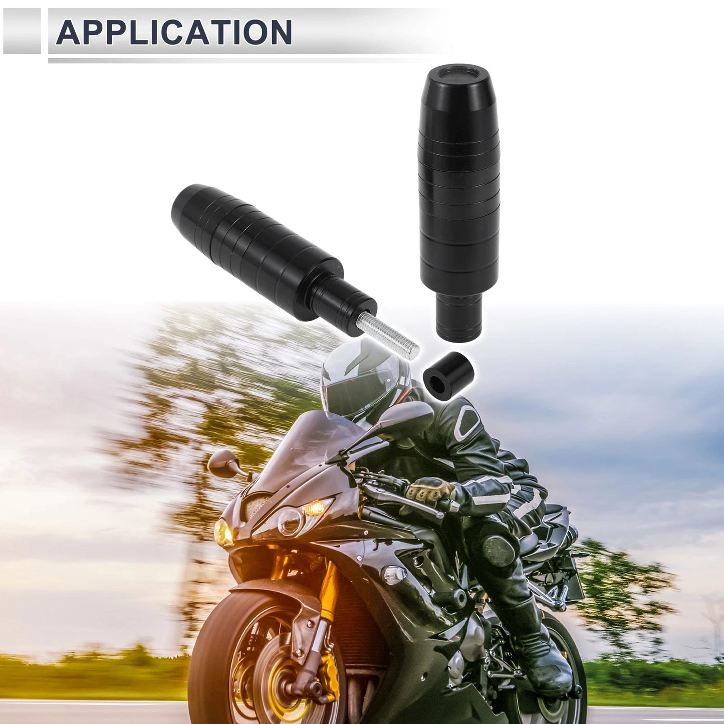 8mm Aluminum Alloy Motorcycle Slider Frame 2 Pcs Black for Make Model