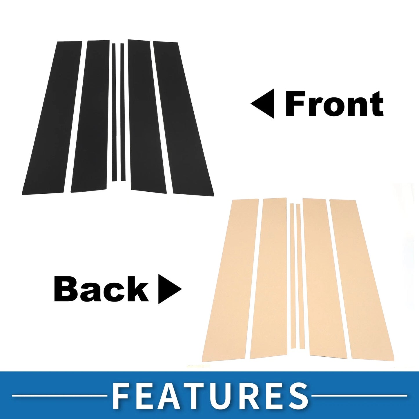 6 Pcs Door Pillar Window Trim for Toyota Fortuner (2016-2023) Black