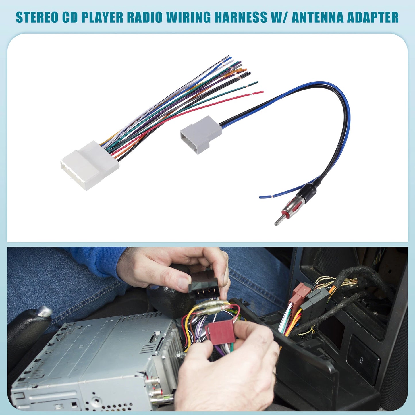 Set Car Stereo CD Player Radio Wiring Harness with Antenna Adapter for Nissan