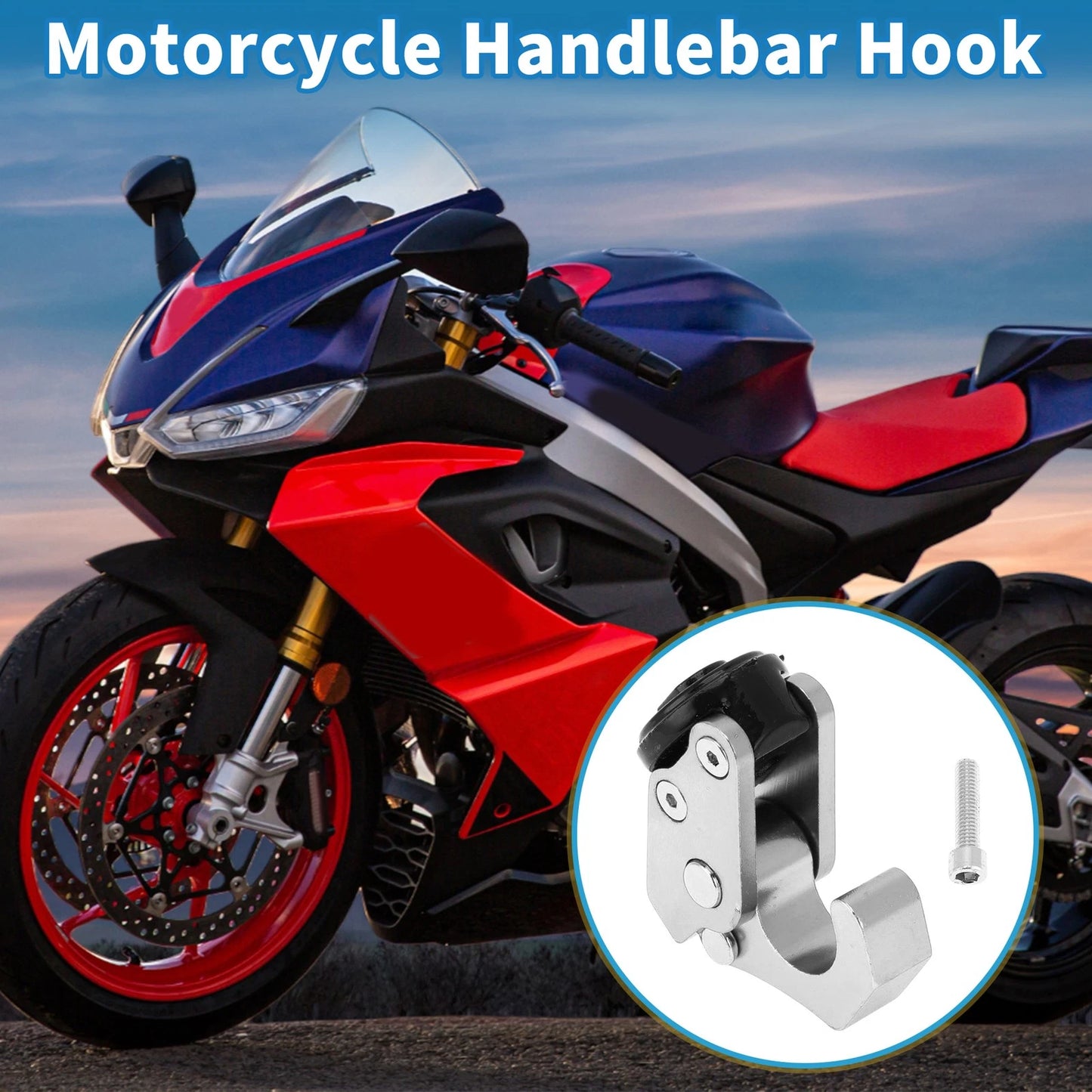 Handlebar Hook for Motorcycle Aluminum Alloy Silver Tone