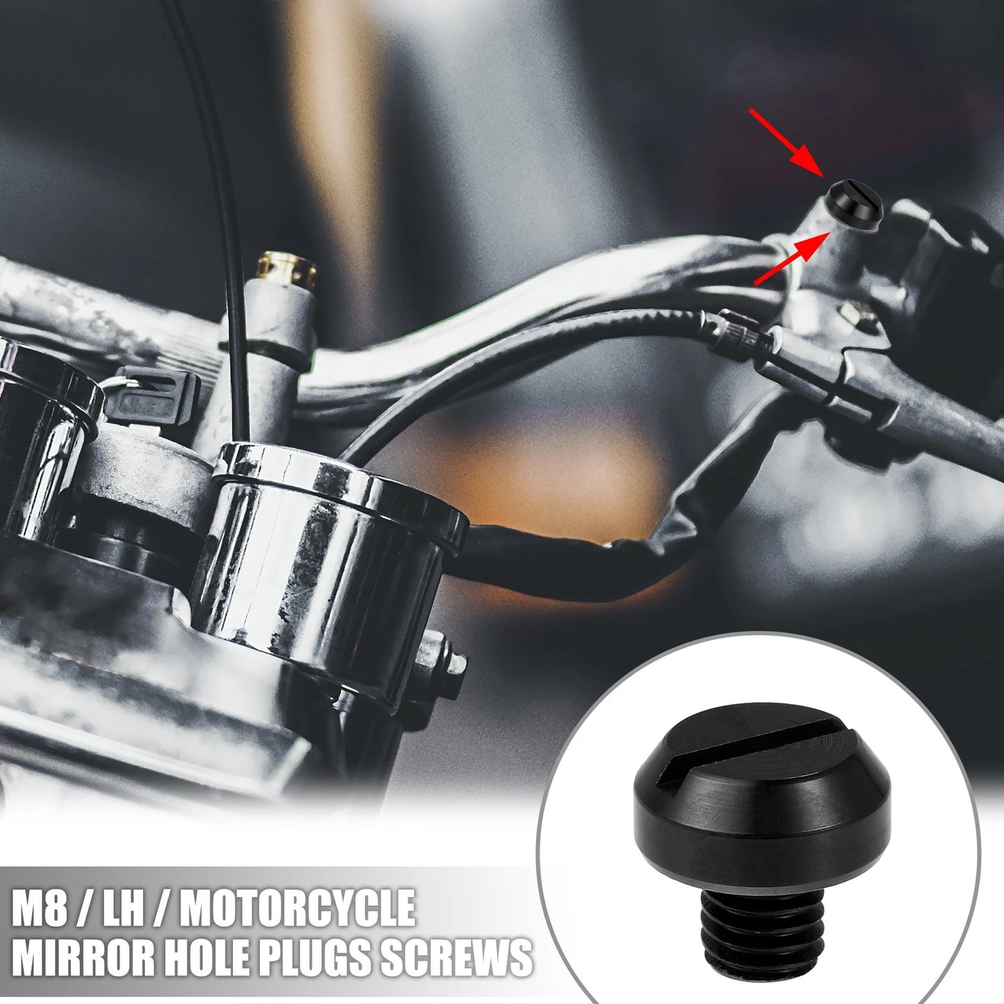 Mirror Hole Plugs / M8 / Screws Mirrors Caps Negative Black for Universal