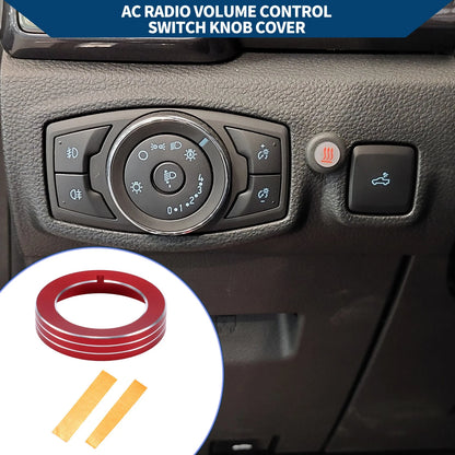 Headlight Switch Knob Cover Ring for Ford Mustang (2015-2020) Red 1 x
