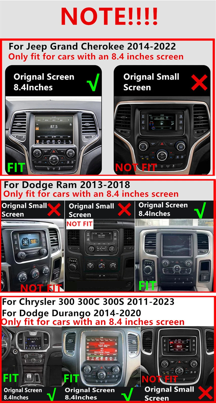 8.4" Stereo Radio GPS Navi Unit for Jeep Chrysler Dodge Charger Challenger