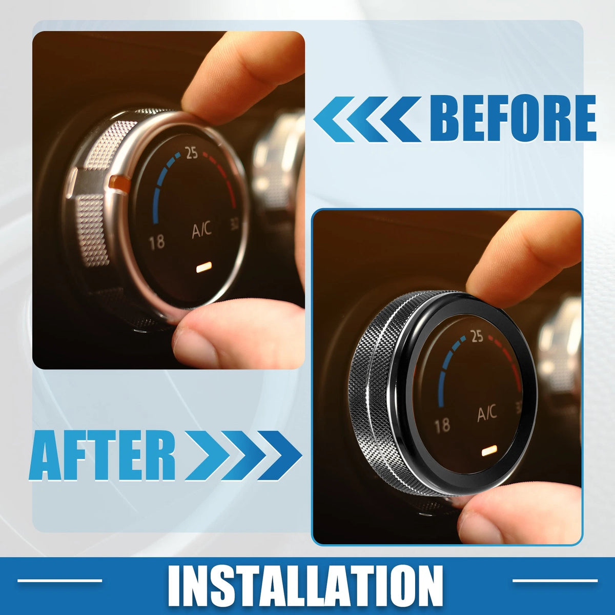 Car Air Conditioner Knobs for Jeep Wrangler JL JLU 2018-2022 Black 3 x Set