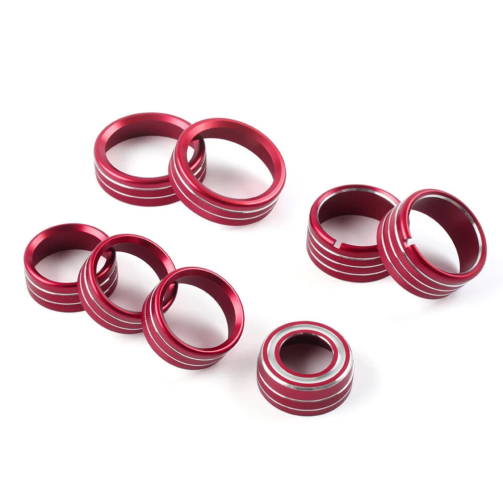8x Air Conditioner Switch Knob Trim Red for Chevrolet Silverado (2014-2018)