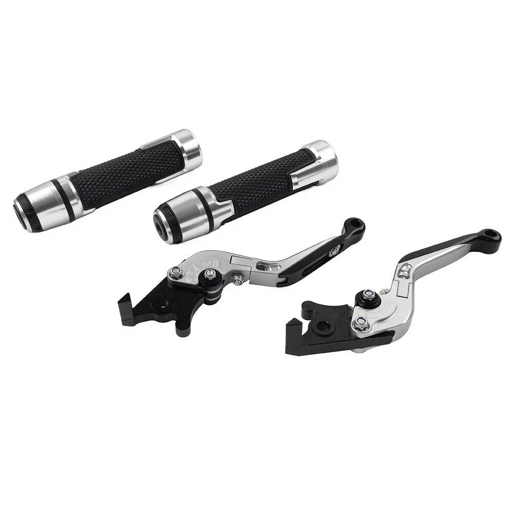 Silver Brake Clutch Lever Handlebar Grip Set for Yamaha MT-15, XSR155