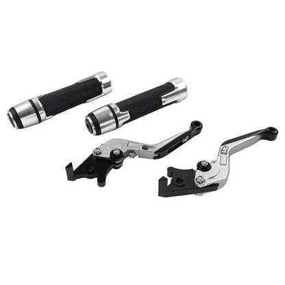 Silver Brake Clutch Lever Handlebar Grip Set for Yamaha MT-15, XSR155