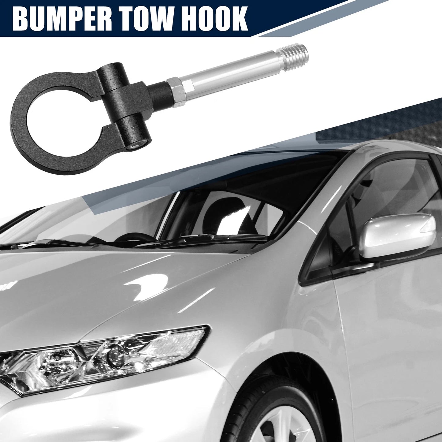 Black Round Bumper Trailer Ring Eye Towing for Honda Fit (2009-2013)