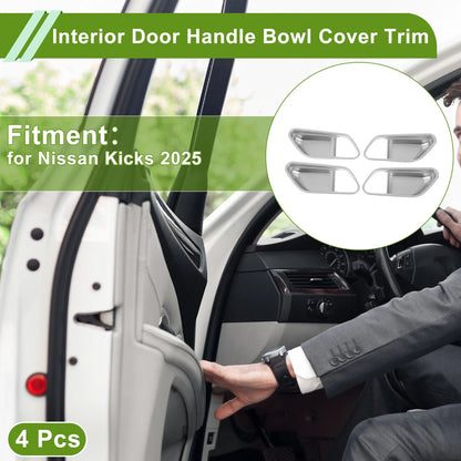 4 x Interior Door Handle Bowl Cover Trim for Nissan Kicks (2025)