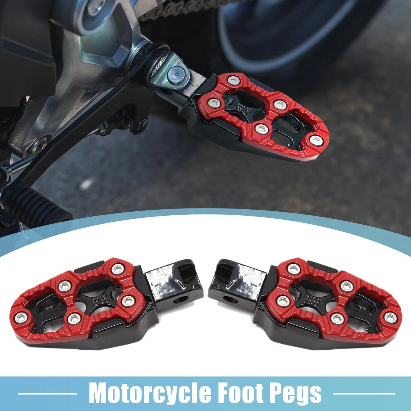 Pair 8mm Metal Rearsets Footrest Footpeg Foot Rest Peg Red for Motorcycle