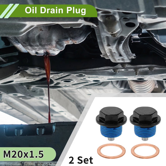 2 x M20x1.5 Copper Oil Drain Plug with Gasket for Car Motorcycle Black Blue
