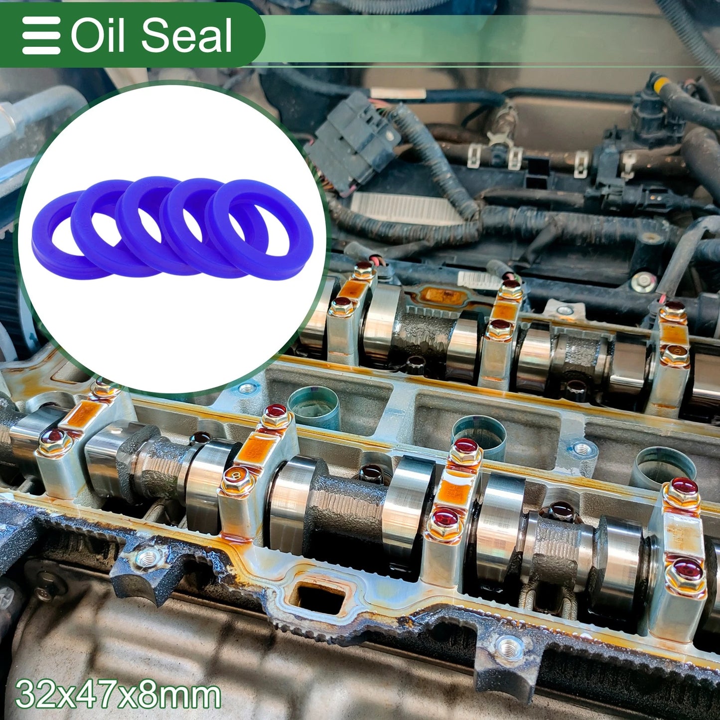 Oil Seal 32x47x8mm Seal Ring Rotary Shaft Seal TPU 5 Pcs for Car