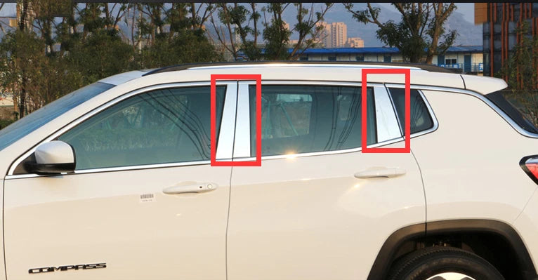 Steel Window Pillar Post Cover Trim for JEEP Compass 2017-2021 8 x Pieces