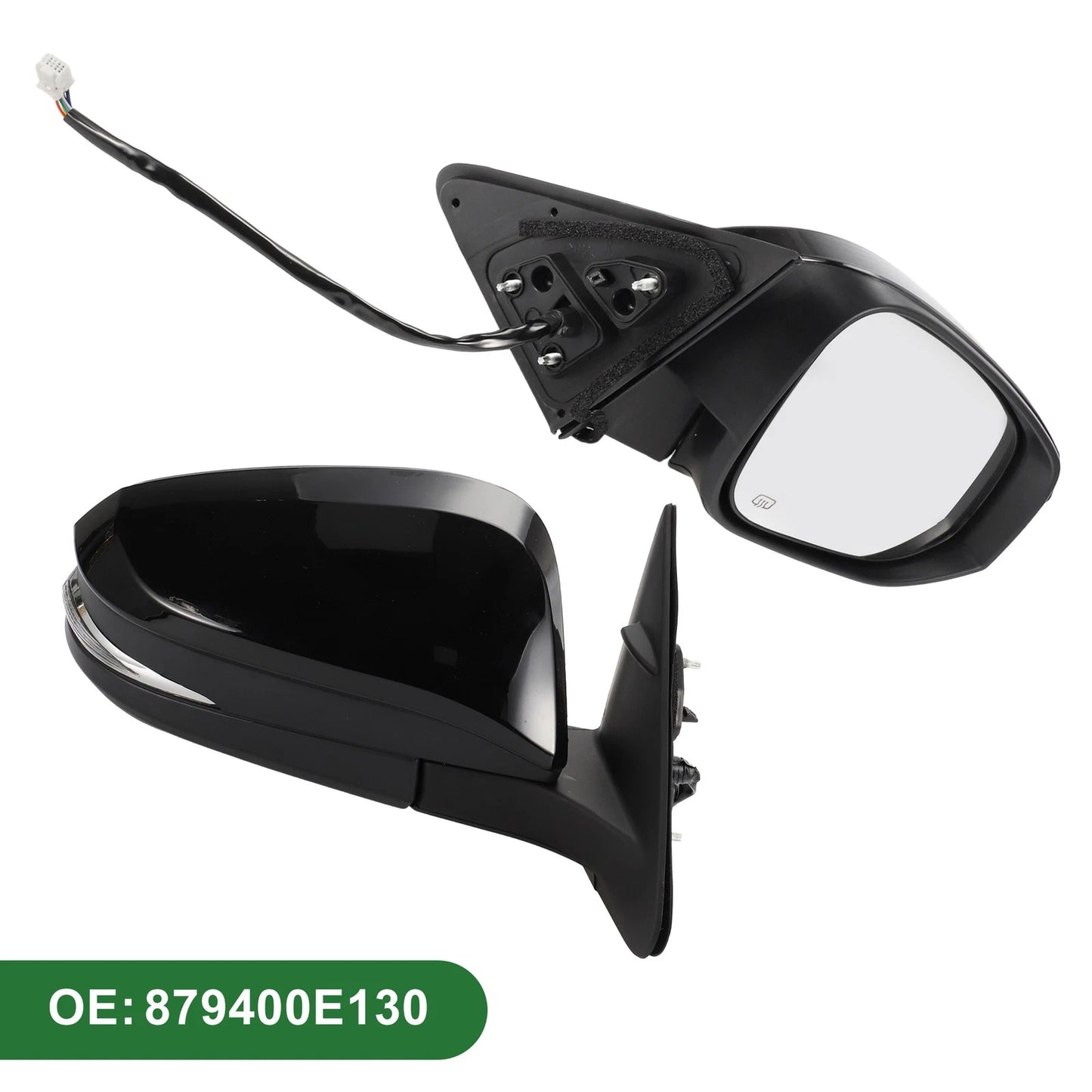 Right Side Door Mirror Manual Folding Gloss Black for Toyota Highlander (14-19)