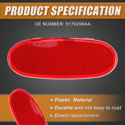 Front Door Panel Reflector Light Cover for Dodge Ram 1500 Red