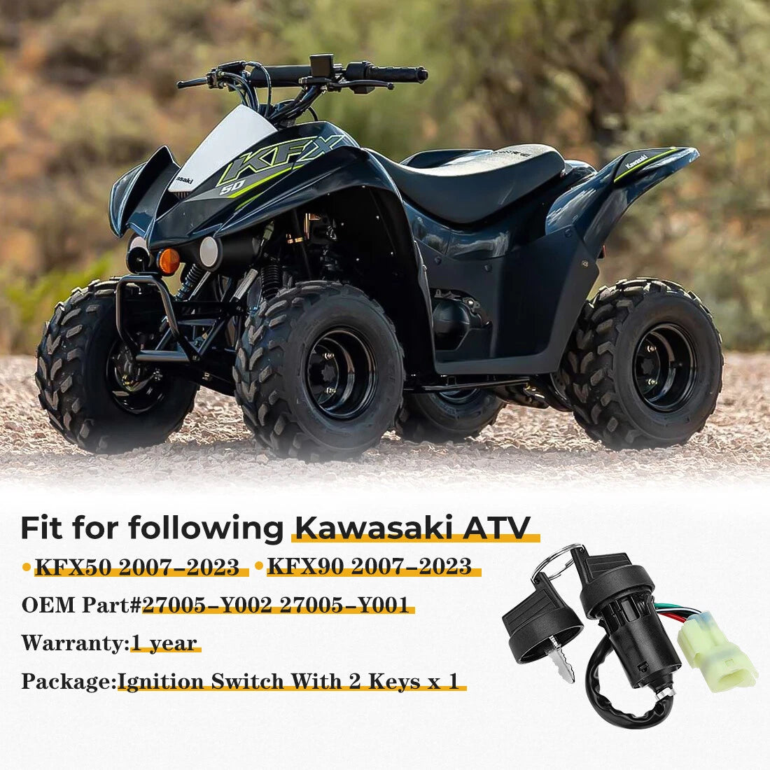 Ignition Assembly Switch for Kawasaki KFX50/KFX90 (2007–2023)