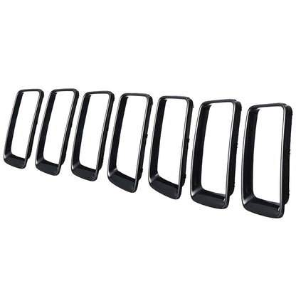 7 x Black Front Grille Trim Rings for Jeep Grand Cherokee (2014-2016)