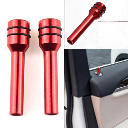 2 x Door Lock Pins Premium Red Aluminum for Car Interior