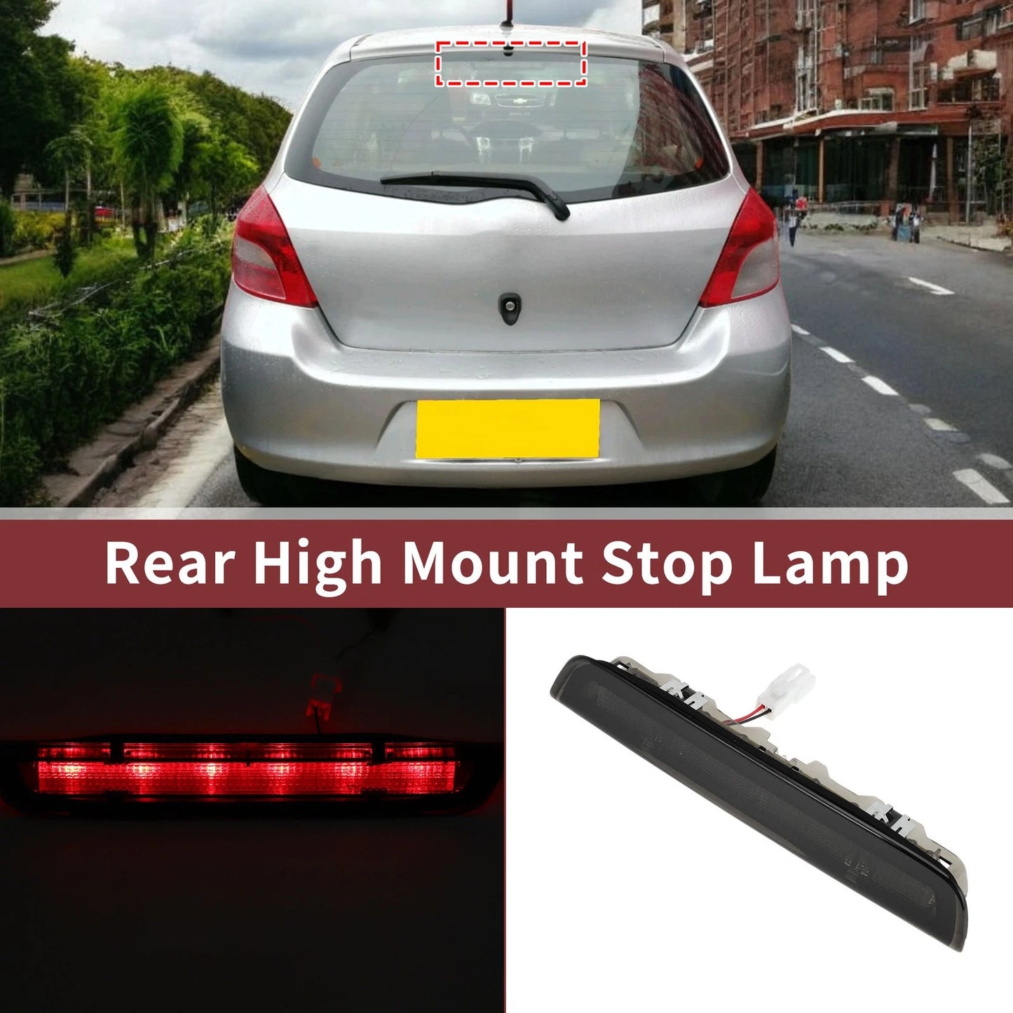 Black LED Third Brake Light for Toyota Yaris Mk3 Hatchback (2012-2020)