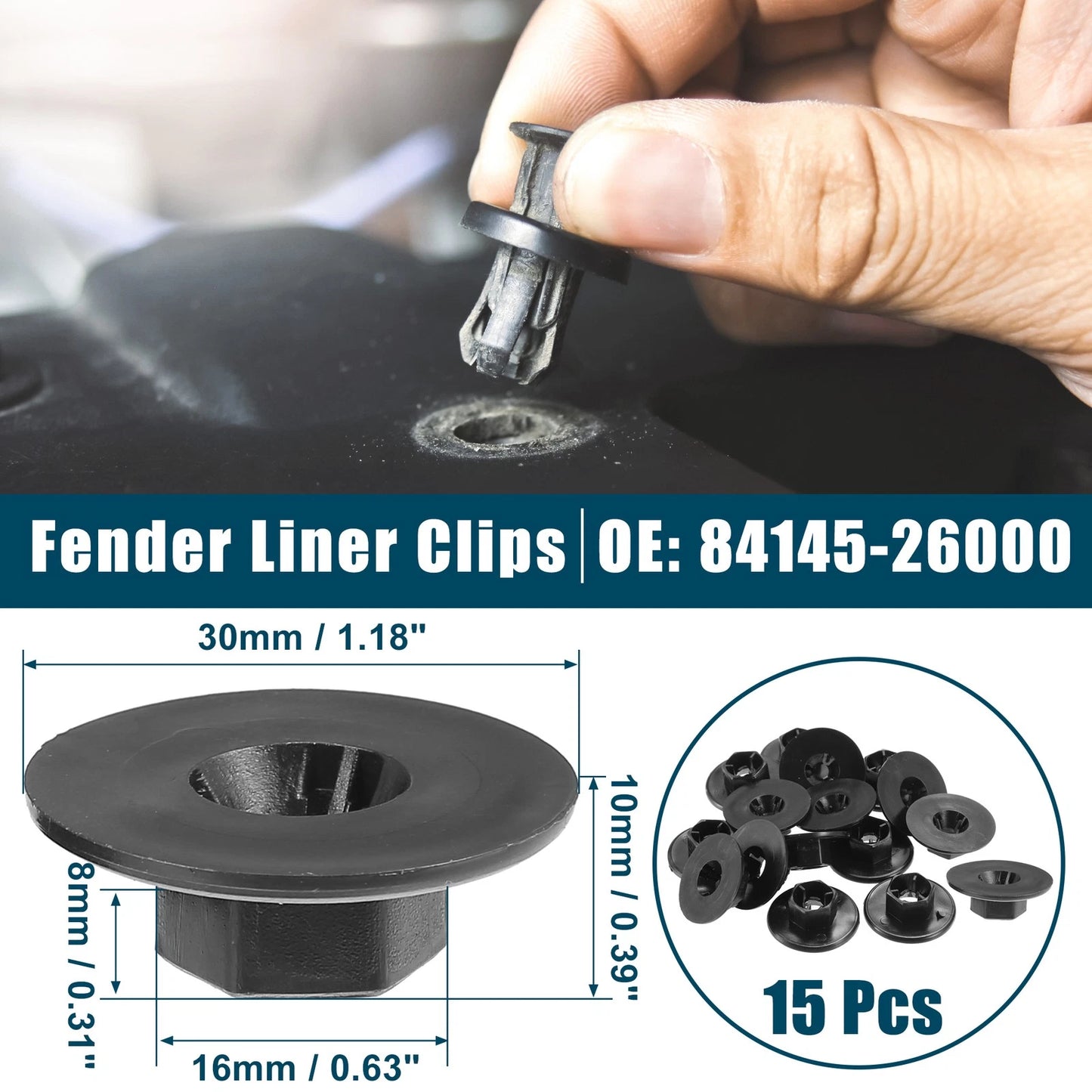 Fender Liner Clips 15Pcs for Kia Cadenza (2014-2019)