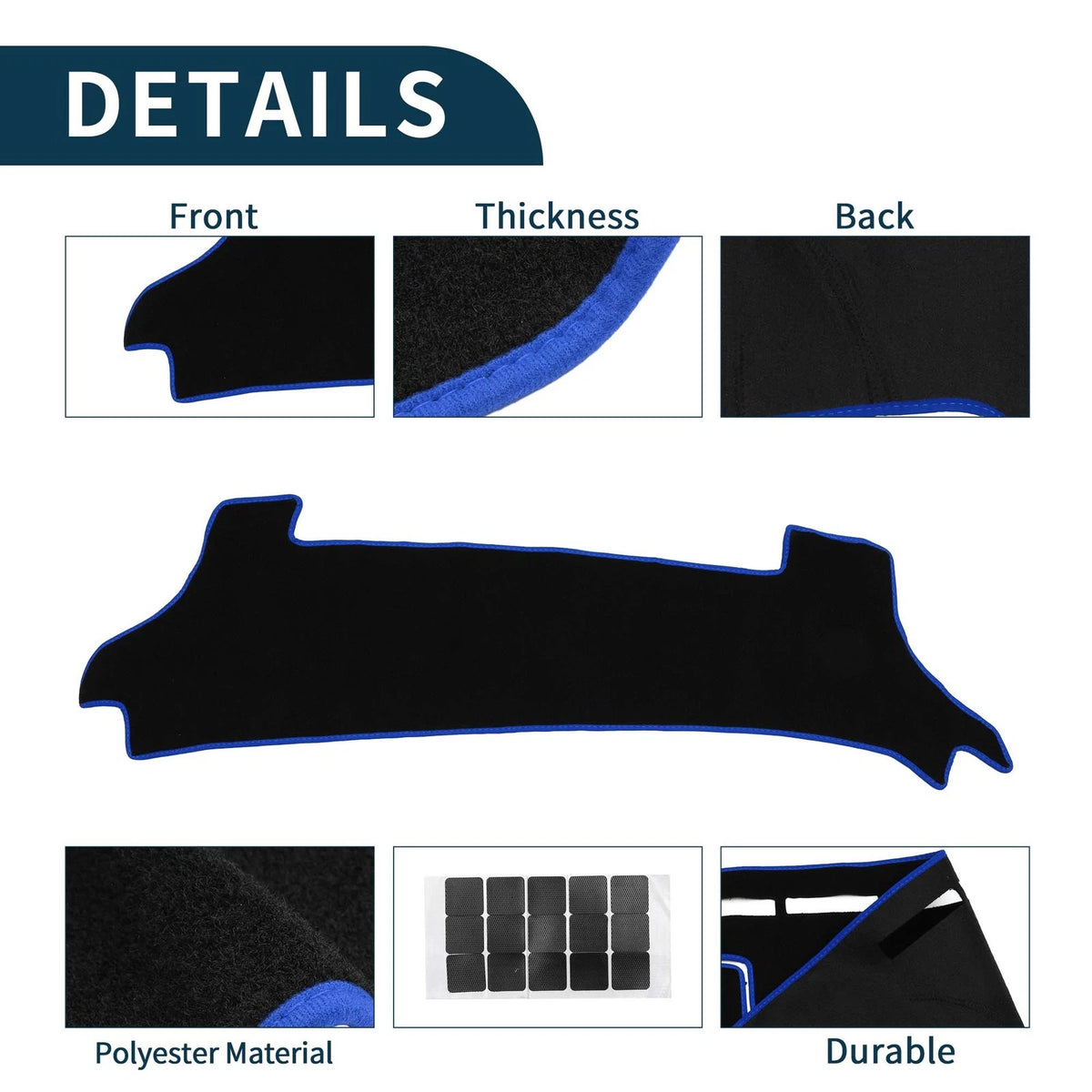 Dashboard Cover Mat for Toyota Prius (2023-2024) Black Blue 1 Set